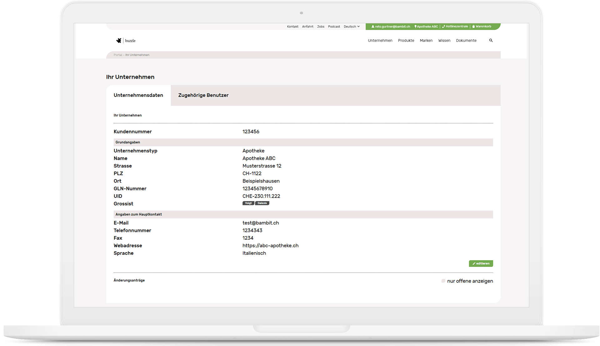 buzzle Kundenportal-System dritter Screenshot